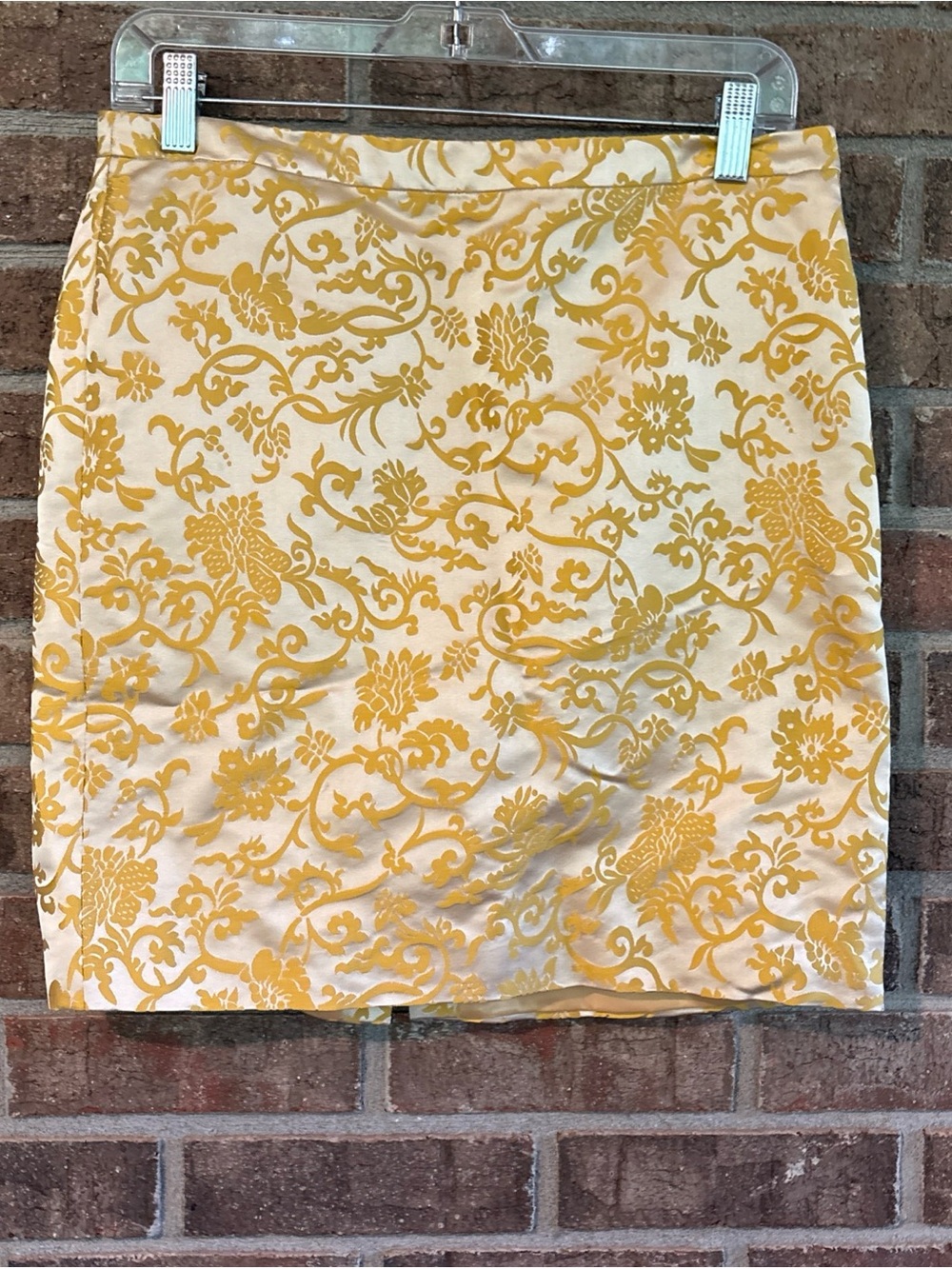 Banana Republic Silk Floral Jacquard Yellow Scroll Skirt